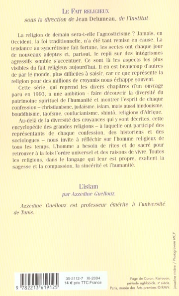 Quatrième de couverture de « LE FAIT RELIGIEUX, TOME 2 - L'ISLAM »