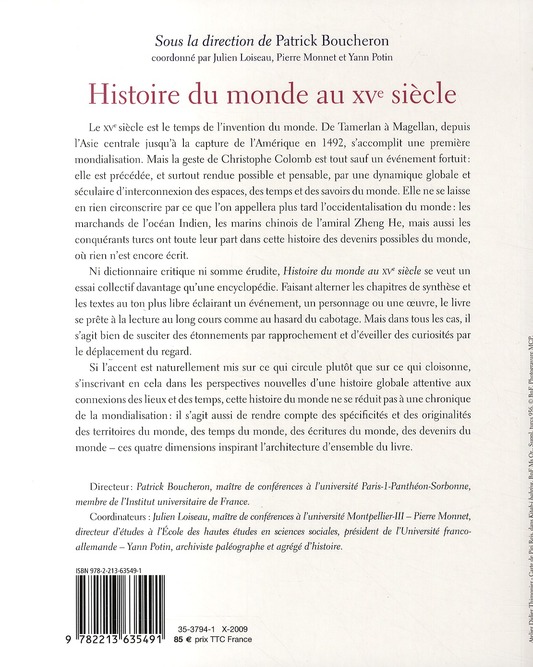 Quatrième de couverture de « Histoire du monde au XVe siècle »