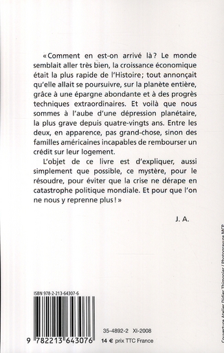 Quatrième de couverture de « LA CRISE, ET APRES ? »