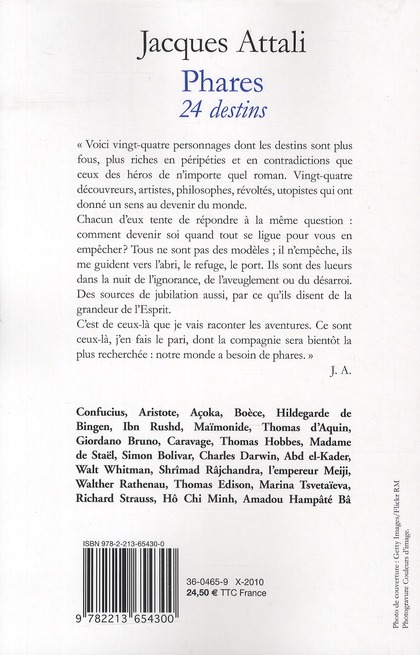 Quatrième de couverture de « Phares : 24 destins »