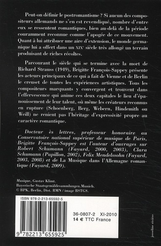 Quatrième de couverture de « DE BRAHMS A MAHLER ET STRAUSS - LA MUSIQUE POST-ROMANTIQUE GERMANIQUE »