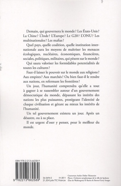 Quatrième de couverture de « Demain, qui gouvernera le monde ? »