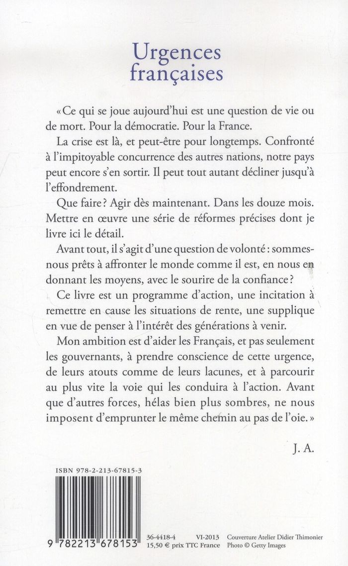 Quatrième de couverture de « Urgences françaises »