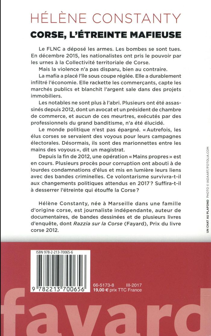 Quatrième de couverture de « CORSE, L'ETREINTE MAFIEUSE »