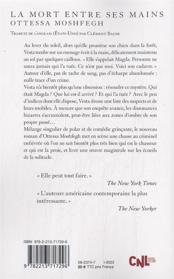 Quatrième de couverture de « La mort entre ses mains : roman »