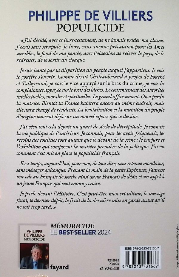 Quatrième de couverture de « Populicide »