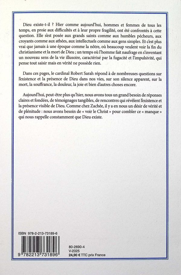 Quatrième de couverture de « Dieu existe-t-il ? : l'appel d'un homme qui recherche le salut »