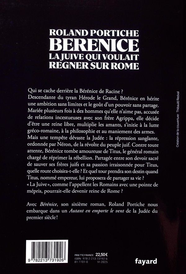 Quatrième de couverture de « Bérénice : la juive qui voulait régner sur Rome »