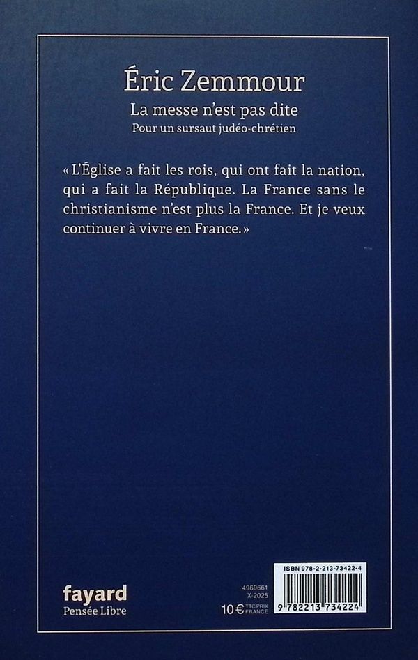 Quatrième de couverture de « La messe n'est pas dite : pour un sursaut judéo-chrétien »