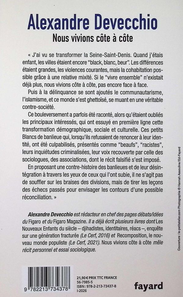 Quatrième de couverture de « Nous vivions côte à côte »