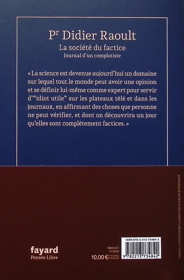 Quatrième de couverture de « La société du factice : Journal d'un complotiste »