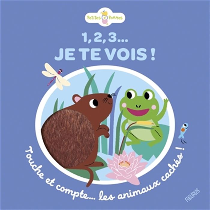 Couverture du livre « 1, 2, 3, je te vois ! : touche et compte les animaux cachés ! » de Collectif, librairie Les Contes Infusés à Corte