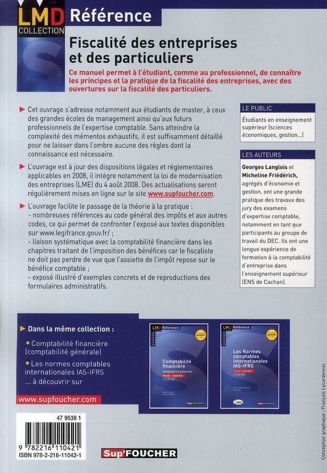 Quatrième de couverture de « FISCALITE DES ENTREPRISES ET DES PARTICULIERS »