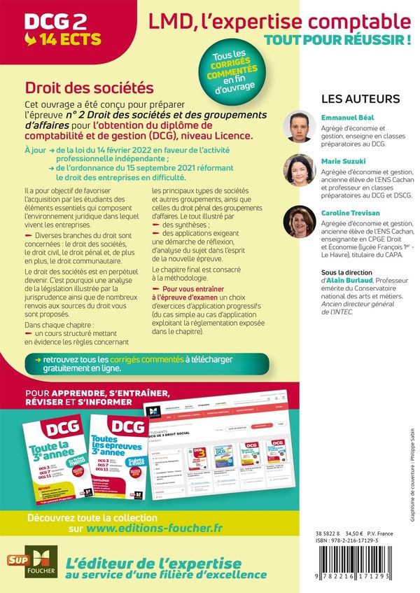 Quatrième de couverture de « Droit des affaires : manuel + applications + corrigés »