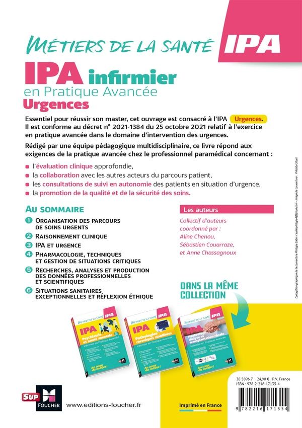 Quatrième de couverture de « INFIRMIER EN PRATIQUE AVANCEE - IPA - MENTION URGENCES »