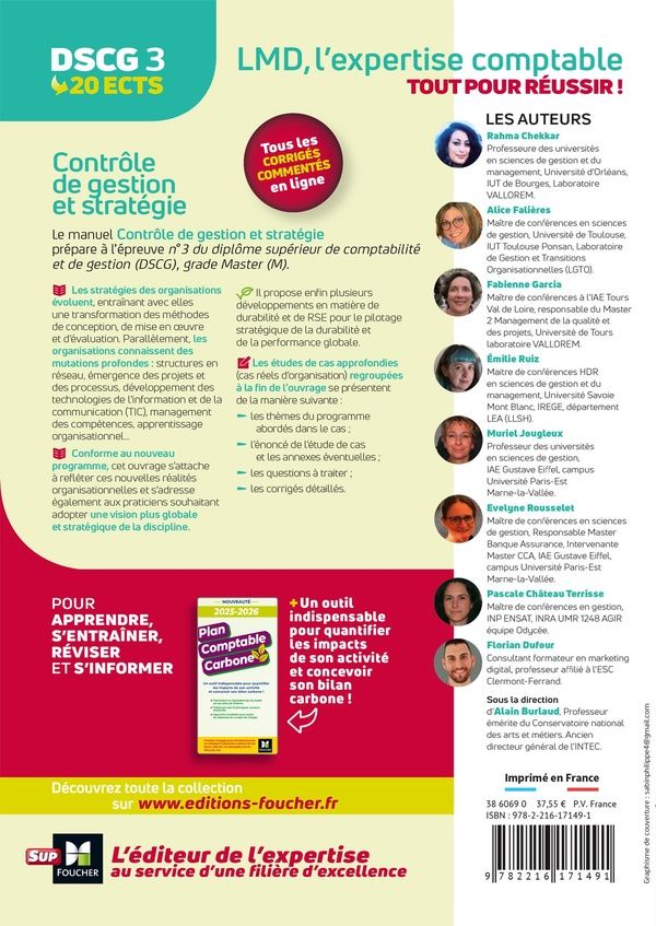 Quatrième de couverture de « Contrôle de gestion et stratégie : manuel + applications + corrigés »