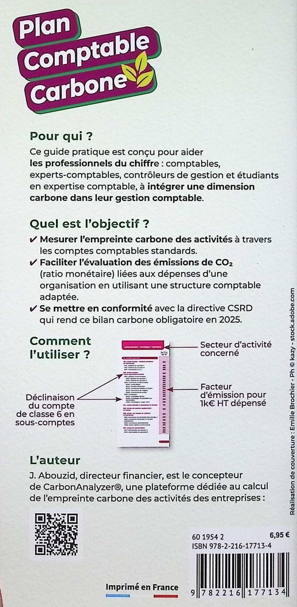 Quatrième de couverture de « Plan comptable carbone : 2025-2026 »