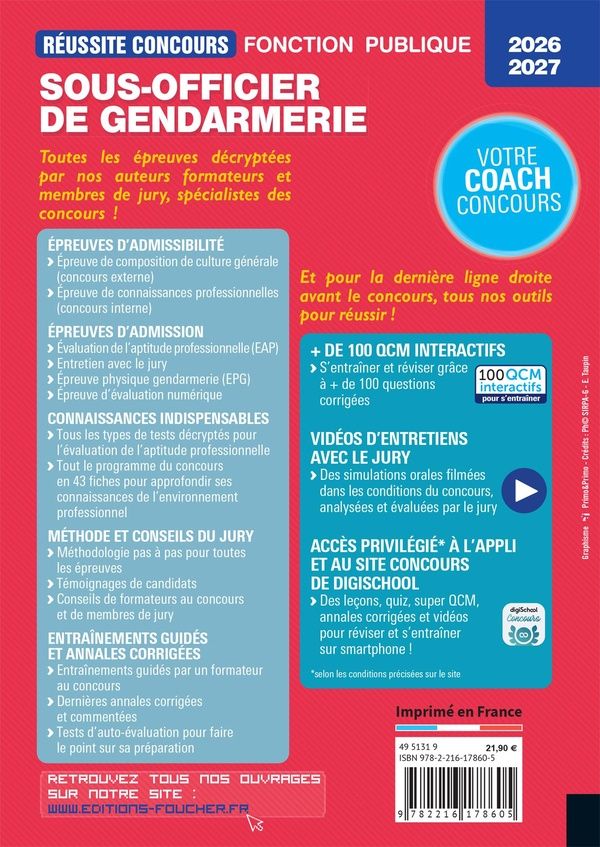 Quatrième de couverture de « Sous-officier de gendarmerie : concours externe, interne, catégorie B »
