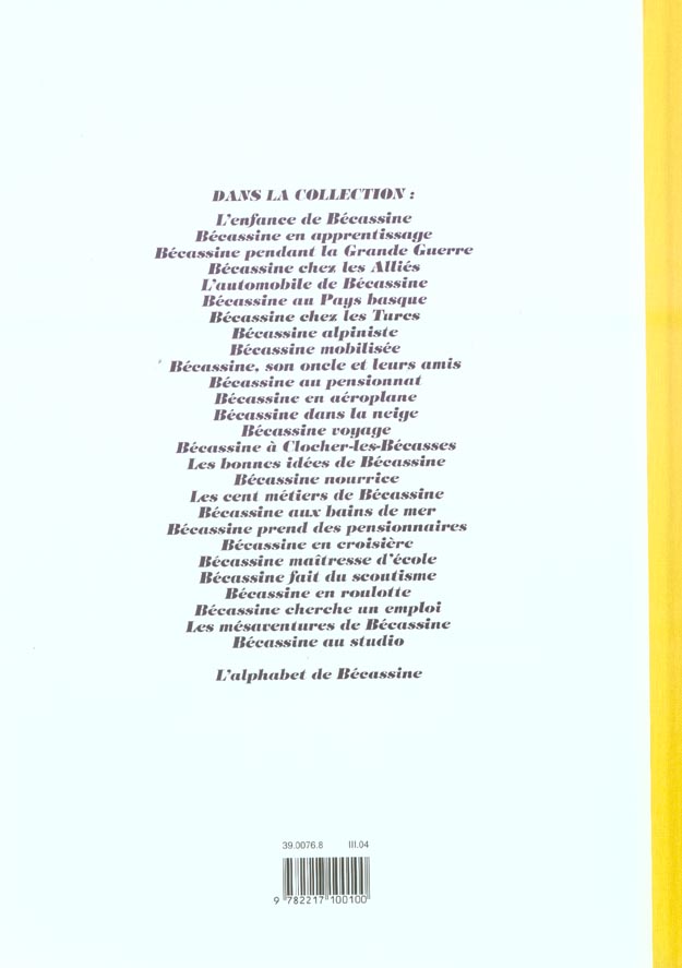 Quatrième de couverture de « BECASSINE, SON ONCLE ET LEURS AMIS »