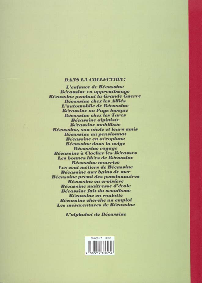 Quatrième de couverture de « BECASSINE CHERCHE UN EMPLOI »