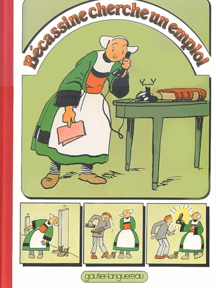 Couverture du livre « BECASSINE CHERCHE UN EMPLOI » de Caumery/pinchon, librairie Les Contes Infusés à Corte