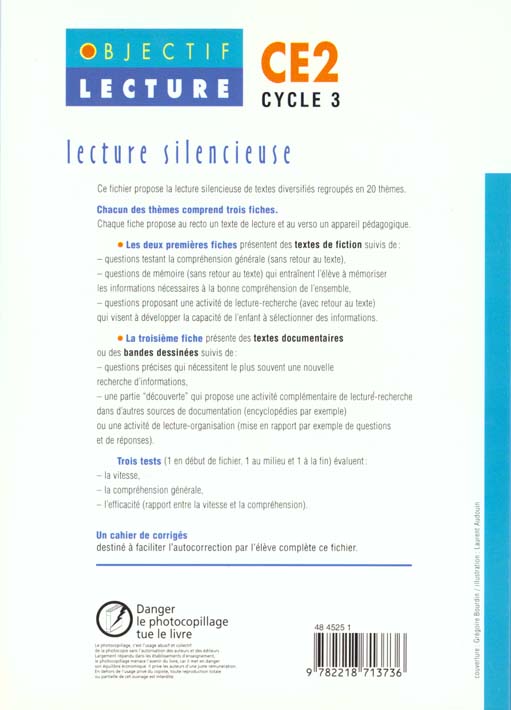 Quatrième de couverture de « OBJECTIF LECTURE - LECTURE SILENCIEUSE CE2 »