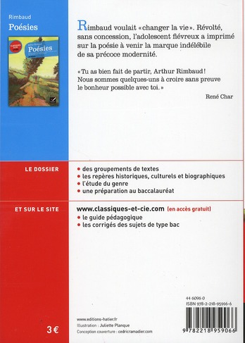 Quatrième de couverture de « Poésies »