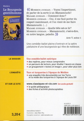 Quatrième de couverture de « LE BOURGEOIS GENTILHOMME »