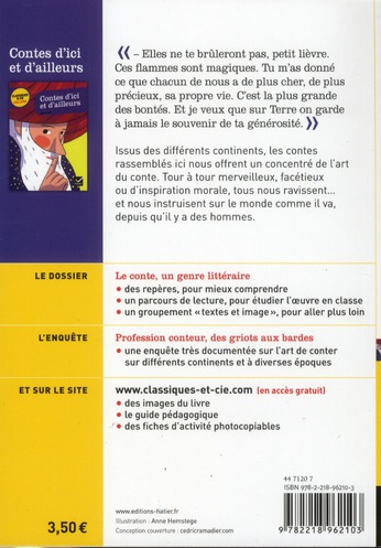 Quatrième de couverture de « CONTES D'ICI ET D'AILLEURS (C. PERRAULT, PH. SOUPAULT, B. DIOP...) »