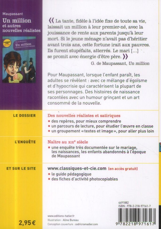 Quatrième de couverture de « Un million : et autres nouvelles réalistes »