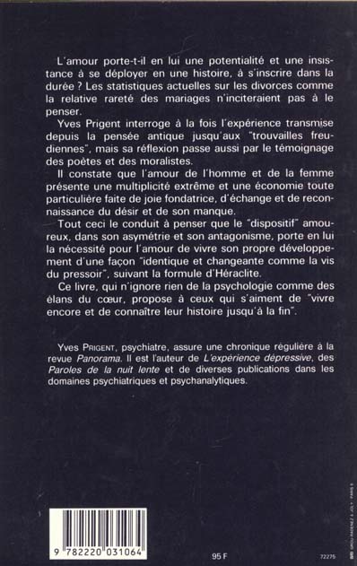 Quatrième de couverture de « L'EXISTENCE AMOUREUSE »