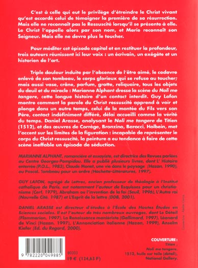 Quatrième de couverture de « L'APPARITION A MARIE-MADELEINE »