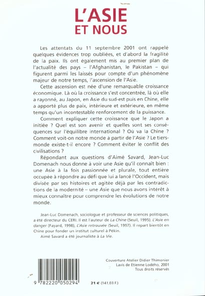 Quatrième de couverture de « L'ASIE ET NOUS »