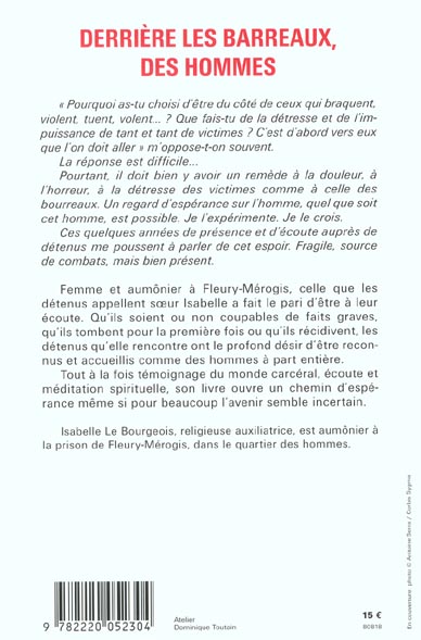 Quatrième de couverture de « DERRIERE LES BARREAUX, DES HOMMES - FEMME ET AUMONIER A FLEURY-MEROGIS »