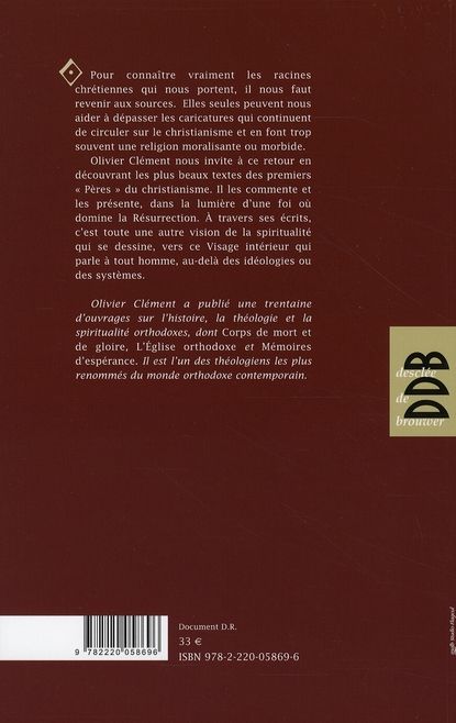 Quatrième de couverture de « SOURCES - LES MYSTIQUES CHRETIENS DES ORIGINES »