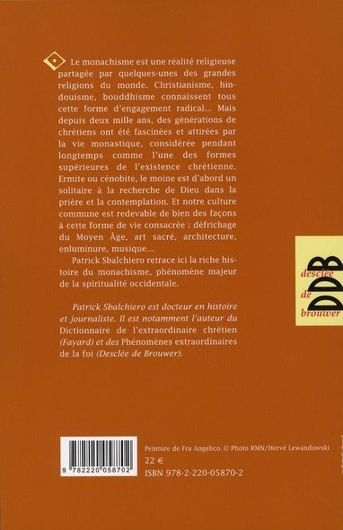 Quatrième de couverture de « HISTOIRE DE LA VIE MONASTIQUE »