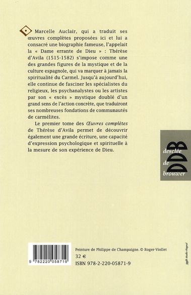 Quatrième de couverture de « OEUVRES COMPLETES, TOME 1 »