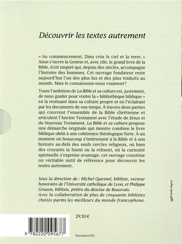 Quatrième de couverture de « LA BIBLE ET SA CULTURE »