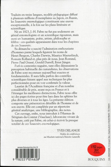 Quatrième de couverture de « SOUVENIRS ENTOMOLOGIQUES - TOME 1 - VOL01 »