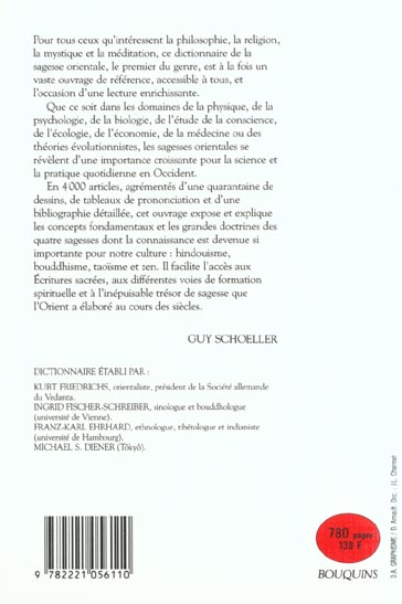 Quatrième de couverture de « DICTIONNAIRE DE LA SAGESSE ORIENTALE BOUDDHISME, HINDOUISME, TAOISME, ZEN »