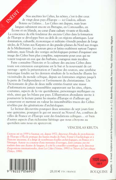 Quatrième de couverture de « LES CELTES HISTOIRE ET DICTIONNAIRE »