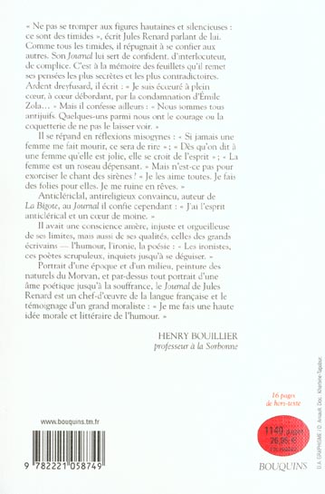 Quatrième de couverture de « JULES RENARD - JOURNAL »