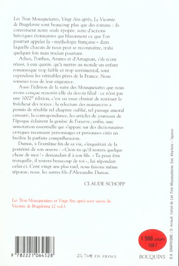 Quatrième de couverture de « LES TROIS MOUSQUETAIRES - DUMAS - VOL01 »