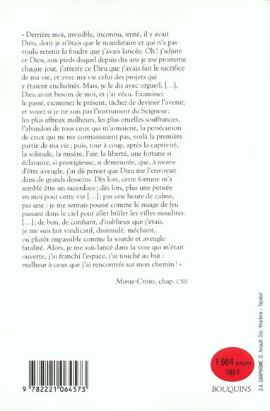Quatrième de couverture de « LE COMTE DE MONTE-CRISTO »
