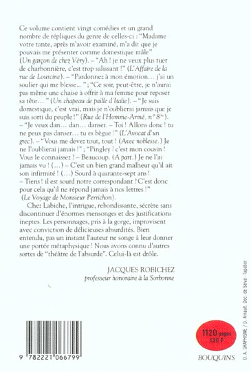 Quatrième de couverture de « LABICHE - THEATRE - TOME 1 - VOL01 »