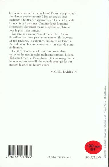 Quatrième de couverture de « LES JARDINS - PAYSAGISTES, JARDINIERS, POETES »
