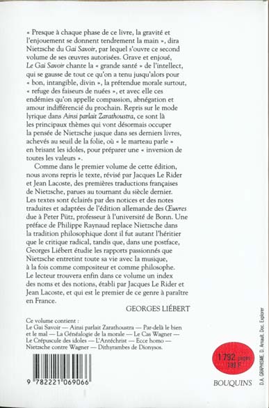 Quatrième de couverture de « OEUVRES DE FRIEDRICH NIETZSCHE - TOME 2 - VOL02 »
