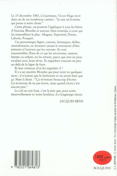 Quatrième de couverture de « ANTOINE BLONDIN - L'EUROPE BUISSONNIERE »