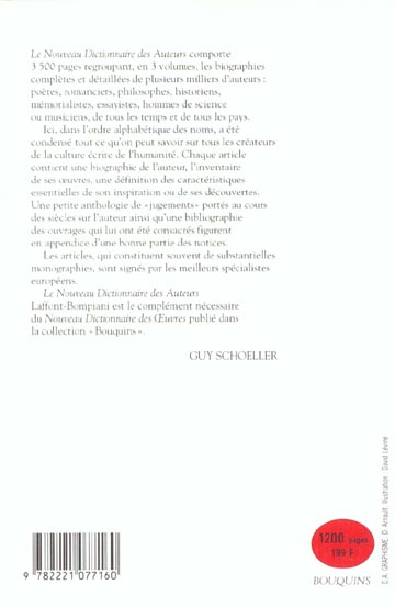 Quatrième de couverture de « NOUVEAU DICTIONNAIRE DES AUTEURS - TOME 1 »