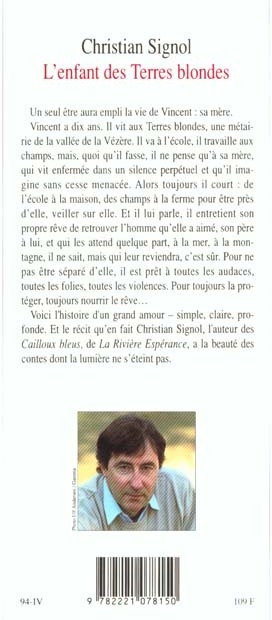 Quatrième de couverture de « L'Enfant des terres blondes »